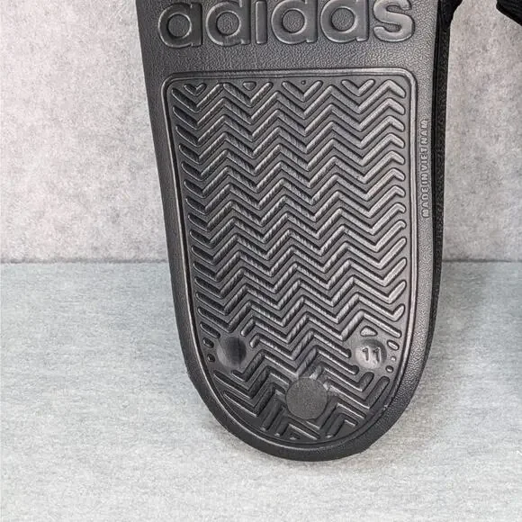 NWOT Adidas Adilette Shower Slip On Sandals Slides Core Black White Mens 11 - Picture 7 of 9